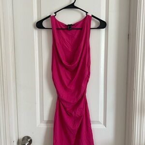 Forever 21 Pink Ruched Sheath Dress Cowl Neck